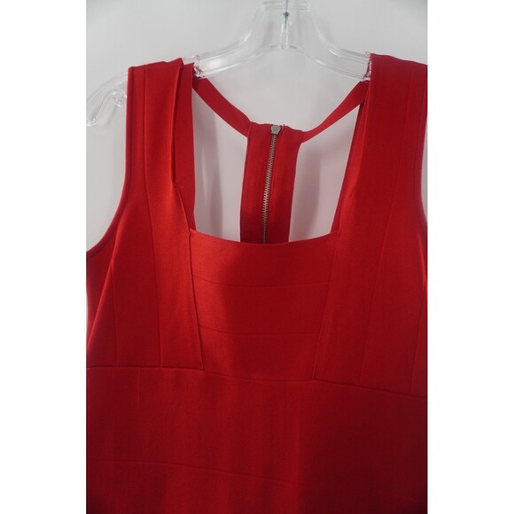 ARMANI EXCHANGE Red Sleeveless Bandage Bodycon Cutout Back Zipper Dress Sz M - Picture 2 of 10